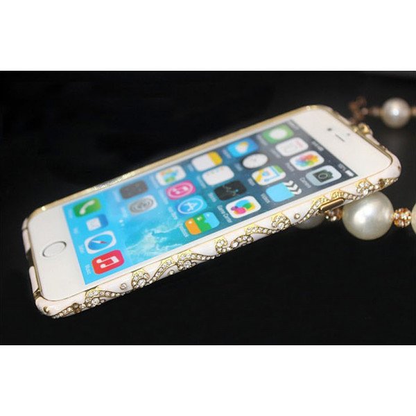 Wholesale Apple iPhone 5S 5 Luxury Diamond Metal Bumper (White)